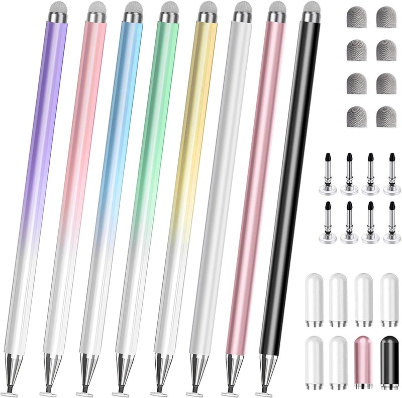 AmberVec Stylus Pen for Touchscreen, 2 in 1 Stylists Pens Compatible with All Touch Screens Devices, Tablets, iPhone, iPad, Android, Computer, Laptop, Fine Disc Tip Drawing Styluses [8 Pack] - Image 1